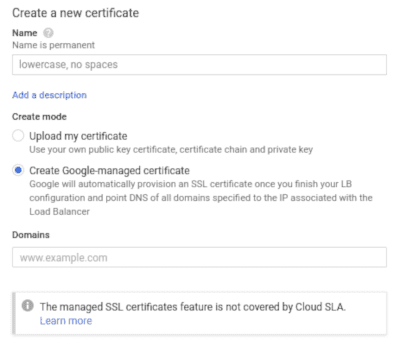 Create a new certificate